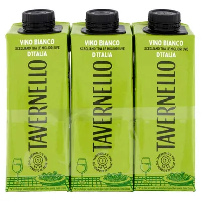 Tavernello Белое сухое вино Bianco D'Italia Brick, 3 × 0,25 л, 10,5%