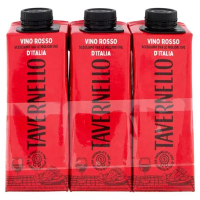 Tavernello Красное сухое вино Rosso D'Italia Brick, 3 × 0,25 л, 11,5%