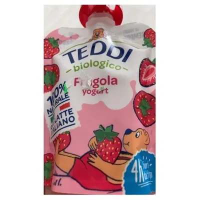 Teddi organic strawberry yogurt in pouch, 85 g