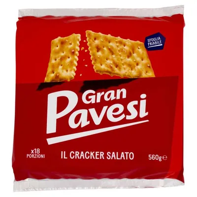 Gran Pavesi Крекер соленый из 100% итальянской пшеницы il Cracker Salato con Grano 100% Italiano, 560 г