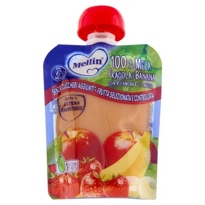 Mellin Пюре в пауче яблоко-клубника-банан, 90 г