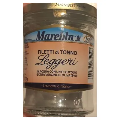 Mareblu легкое филе тунца в оливковом масле, 180 г