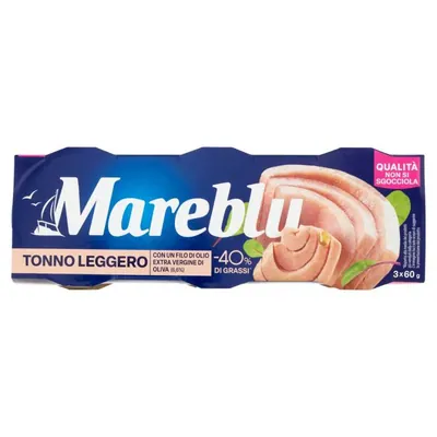 Mareblu light tuna in olive oil, 3 × 60 g