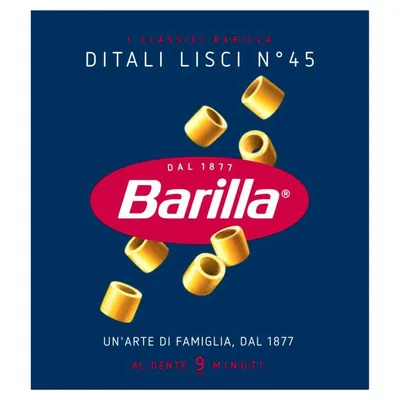 Barilla Ditali Lisci n.45, 500 г