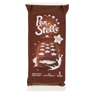 Mulino Bianco Бисквитное пирожное Pan di Stelle с какао и молочным кремом, 8 шт., 280 г