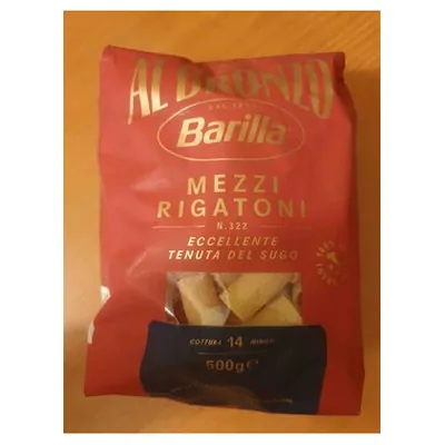 Barilla durum wheat pasta Mezzi Rigatoni Al Bronzo, 500 g