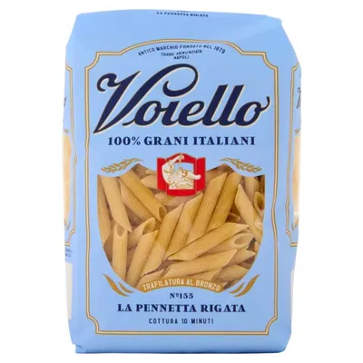 Voiello La Penna Zito Rigata N°155 bronze-die extruded pasta made from 100% Italian golden wheat, 500 g
