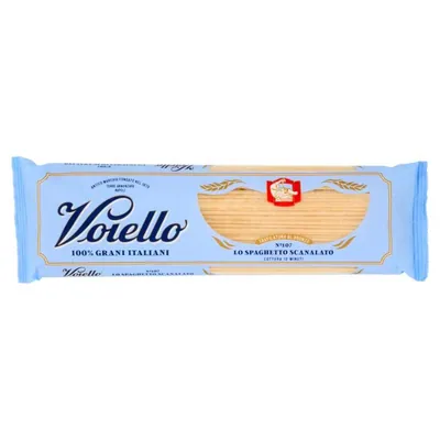 Voiello Lo Spaghetto Scanalato N°107 bronze-die extruded pasta made from 100% Italian golden wheat, 500 g