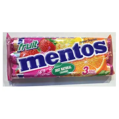 Mentos Fruit candies, 3x38 g