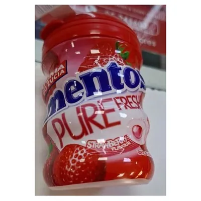 Mentos Pure Fresh клубничная жевательная резинка, бутылка, 60 г