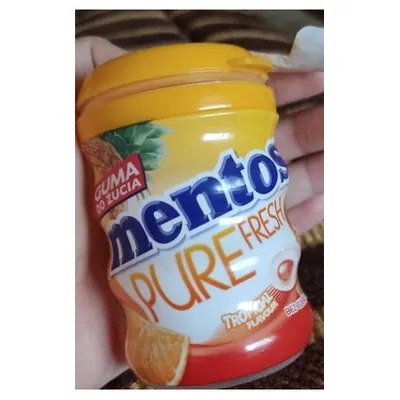 Mentos Pure Fresh жевательная резинка Тропический микс, бутылка, 60 г