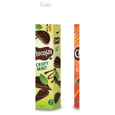 Chocola's Mint тёмный шоколад с мятой в завивитках, 125 г