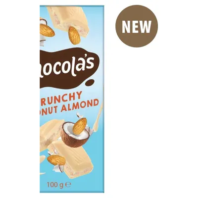 White chocolate with coconut, almond and crunchy filling, 100 g