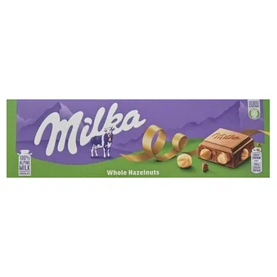 Milka шоколад с цельным фундуком, 250 г