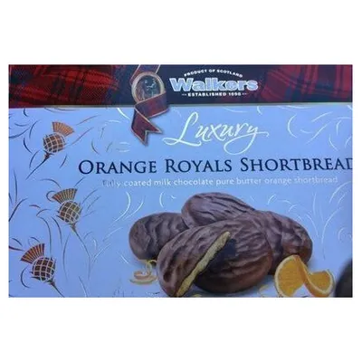 Walkers королевское песочное печенье с апельсином в молочном шоколаде, 150 г