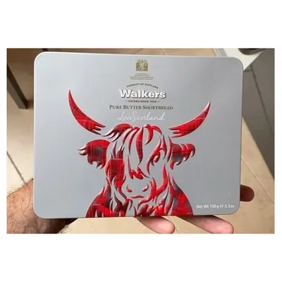 Walkers песочное печенье в жестяной банке с изображением коровы Хайленд, 150 г