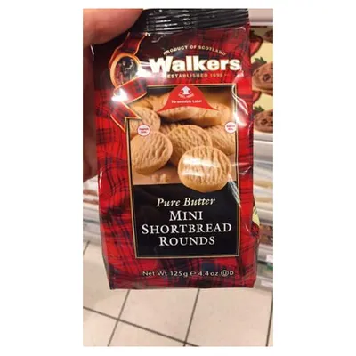 Walkers мини-песочное печенье в виде кружочков в пакете, 125 г