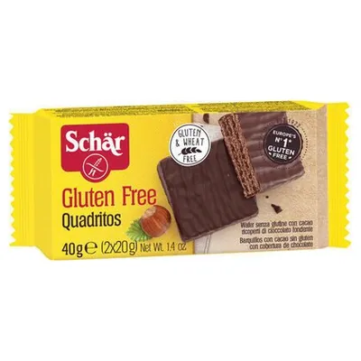 Schär шоколадные вафельные квадраты, 40 г