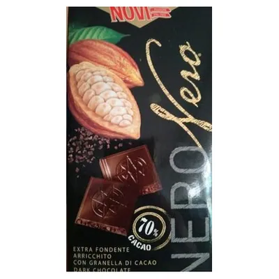 Novi тёмный шоколад Nero Nero с какао-крупкой, 100 г