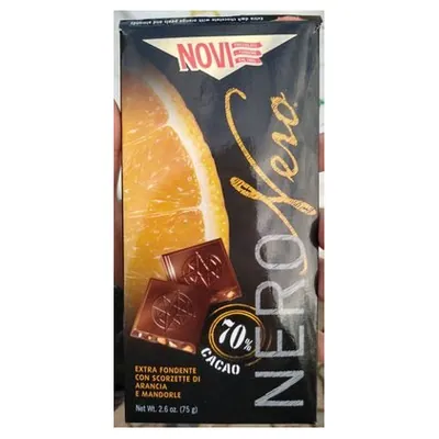Novi Nero Nero темный шоколад с апельсином и миндалем